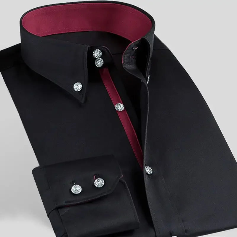 Men Stretch Anti-Wrinkle Long Sleeve Dress Shirt