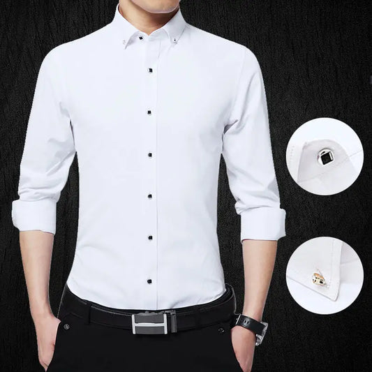 Men Solid Color Long Sleeve Button Down Shirt