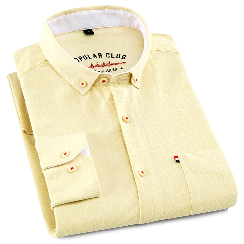 Men Cotton Linen Long Sleeve Shirt