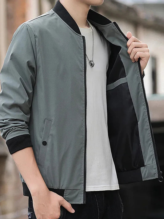 Men Windproof Zip Up Aviator Jacket