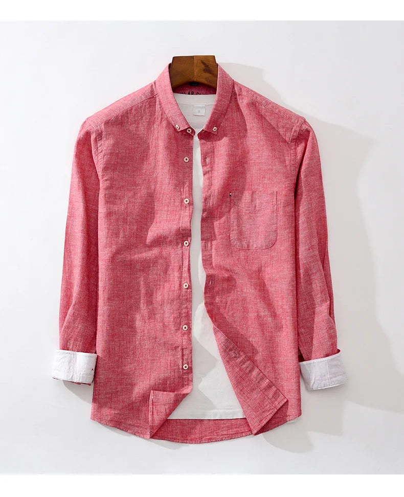 Men Cotton Linen Long Sleeve Shirt