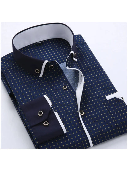 Men Printed Long Sleeve Dress Shirt