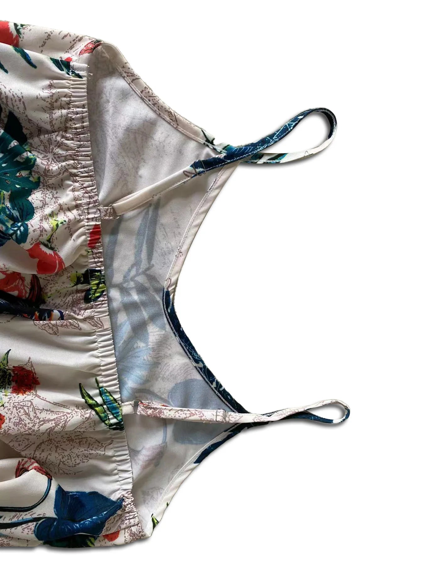 Women's Tropical Print Beach Dress - Backless Bridesmaid Dress with Belt