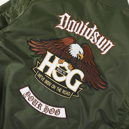 Men Embroidered Eagle Flight Jacket