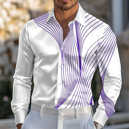 Men Abstract Liquid Art Satin Shirt