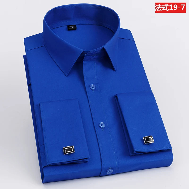 Men French Cuff Long Sleeve Dress Shirt