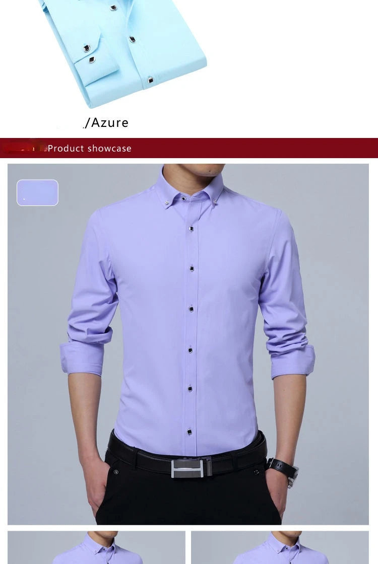 Men Solid Color Long Sleeve Button Down Shirt