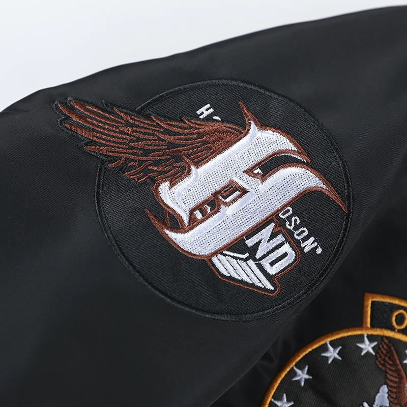 Men Embroidered Eagle Flight Jacket