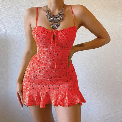 Women's Floral Print Camisole Dress - Summer Casual Mini Dress