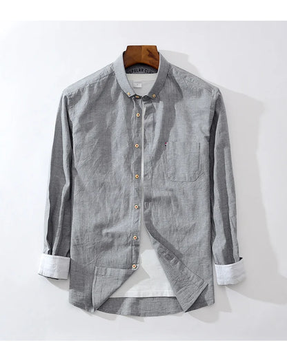 Men Cotton Linen Long Sleeve Shirt
