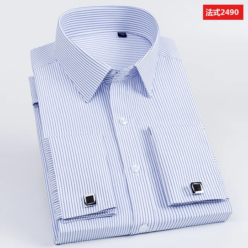 Men French Cuff Long Sleeve Dress Shirt