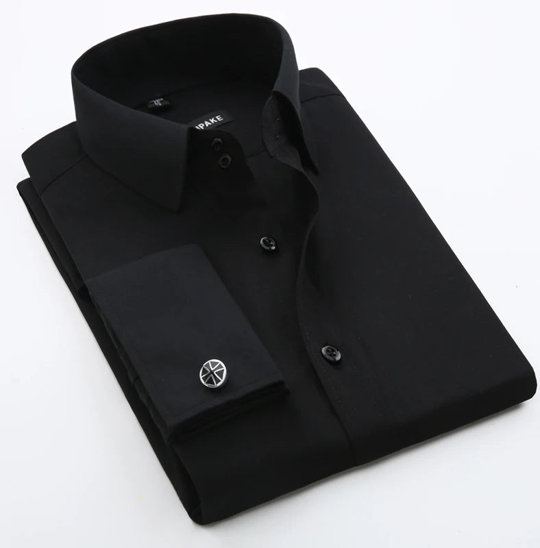 Men French Cuff Long Sleeve Dress Shirt