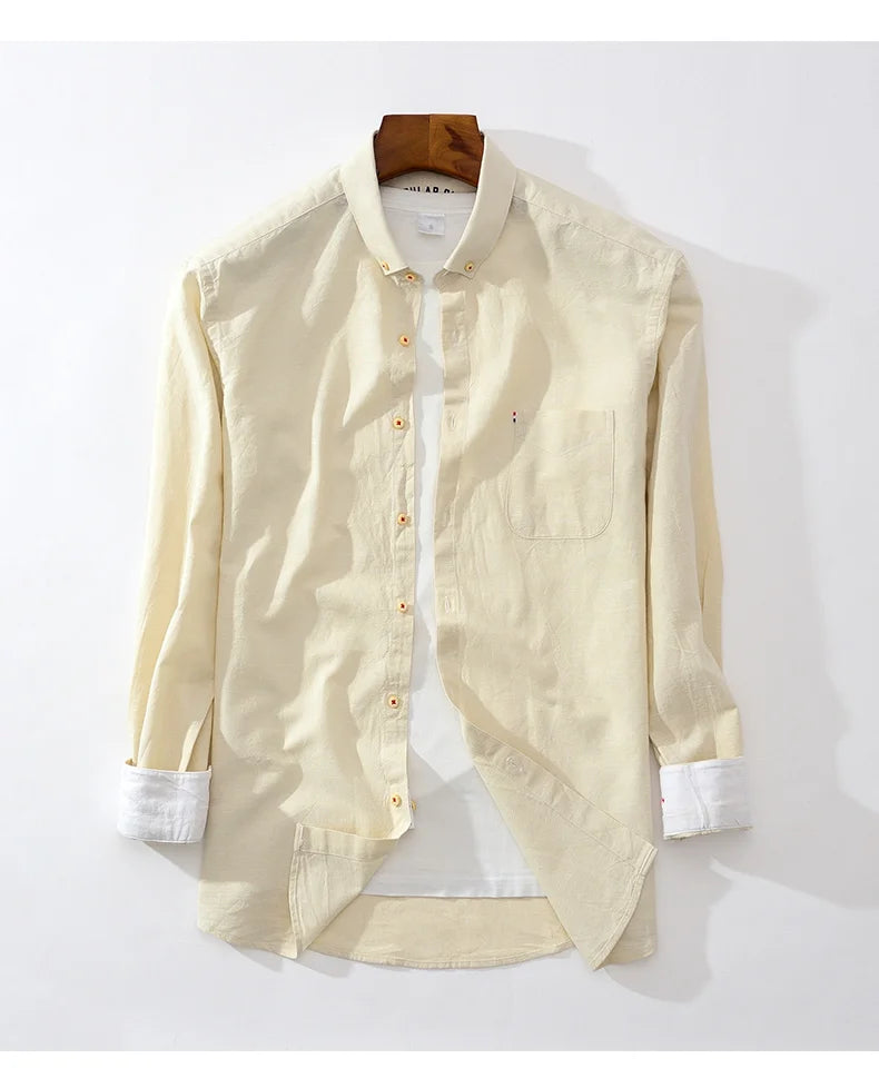 Men Cotton Linen Long Sleeve Shirt