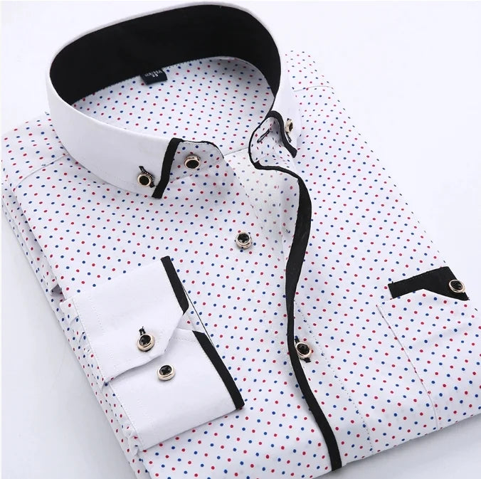 Men Printed Long Sleeve Dress Shirt