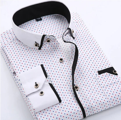 Men Printed Long Sleeve Dress Shirt