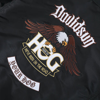 Men Embroidered Eagle Flight Jacket