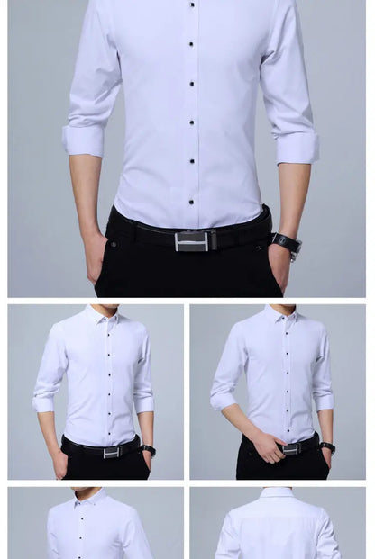 Men Solid Color Long Sleeve Button Down Shirt