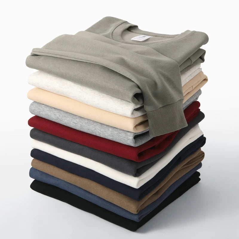 Men's Business Casual Long Sleeve T-Shirt - Solid Colour O-Neck Top