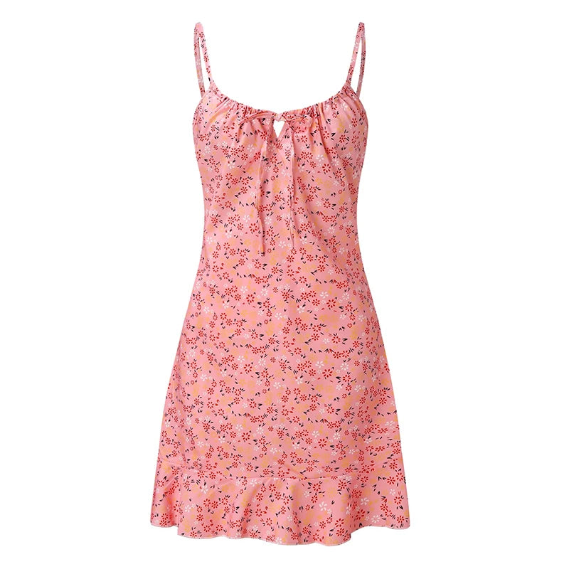 Women's Floral Print Camisole Dress - Summer Casual Mini Dress
