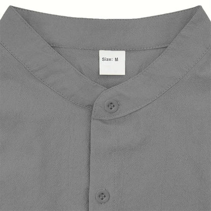 Men Cotton Linen Short Sleeve Shirt