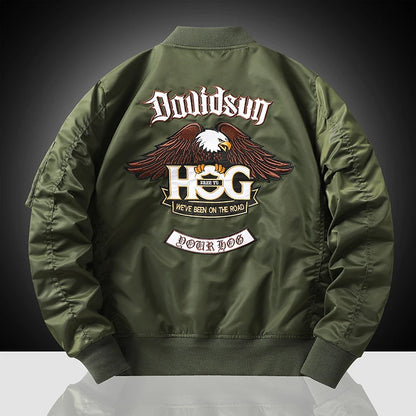 Men Embroidered Eagle Flight Jacket