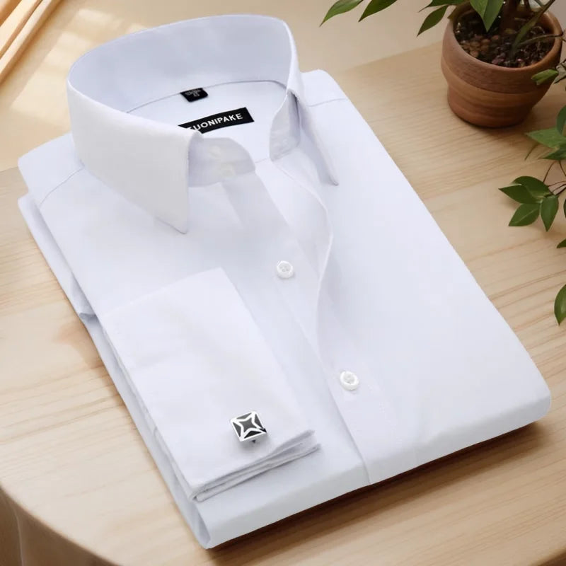 Men French Cuff Long Sleeve Dress Shirt