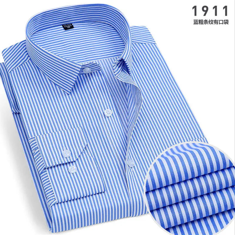 Men Striped Long Sleeve Business Shirt - Non-Iron