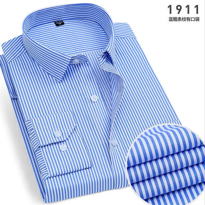 Men Striped Long Sleeve Business Shirt - Non-Iron