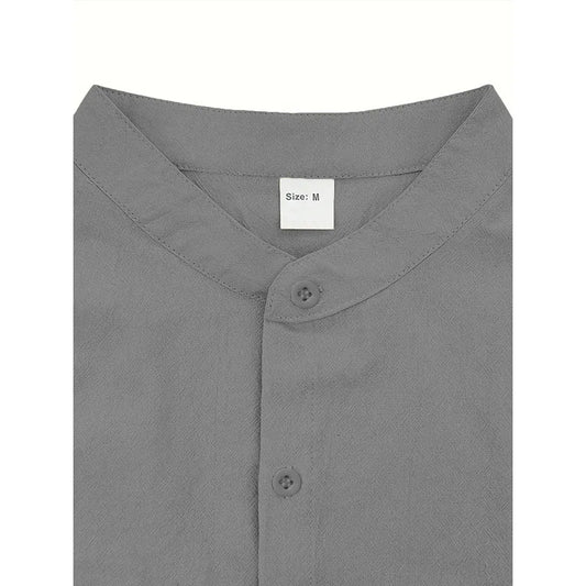 Men Cotton Linen Short Sleeve Shirt