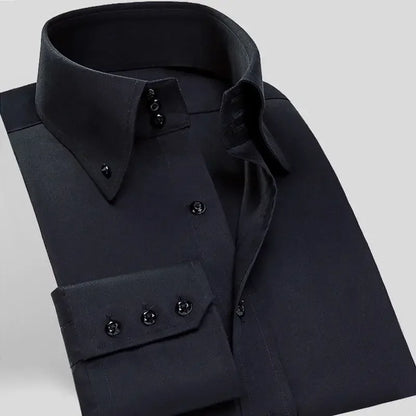 Men Stretch Anti-Wrinkle Long Sleeve Dress Shirt