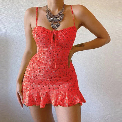 Women's Floral Print Camisole Dress - Summer Casual Mini Dress