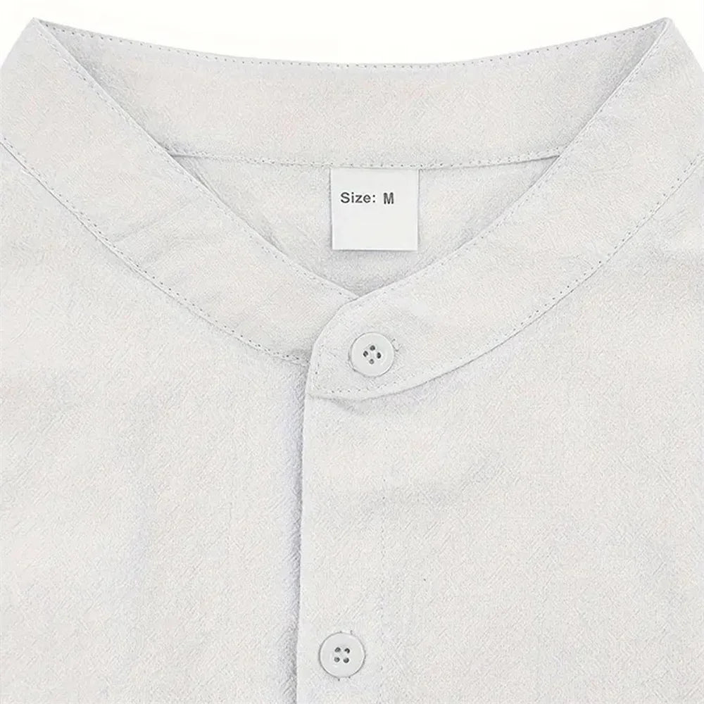 Men Cotton Linen Short Sleeve Shirt