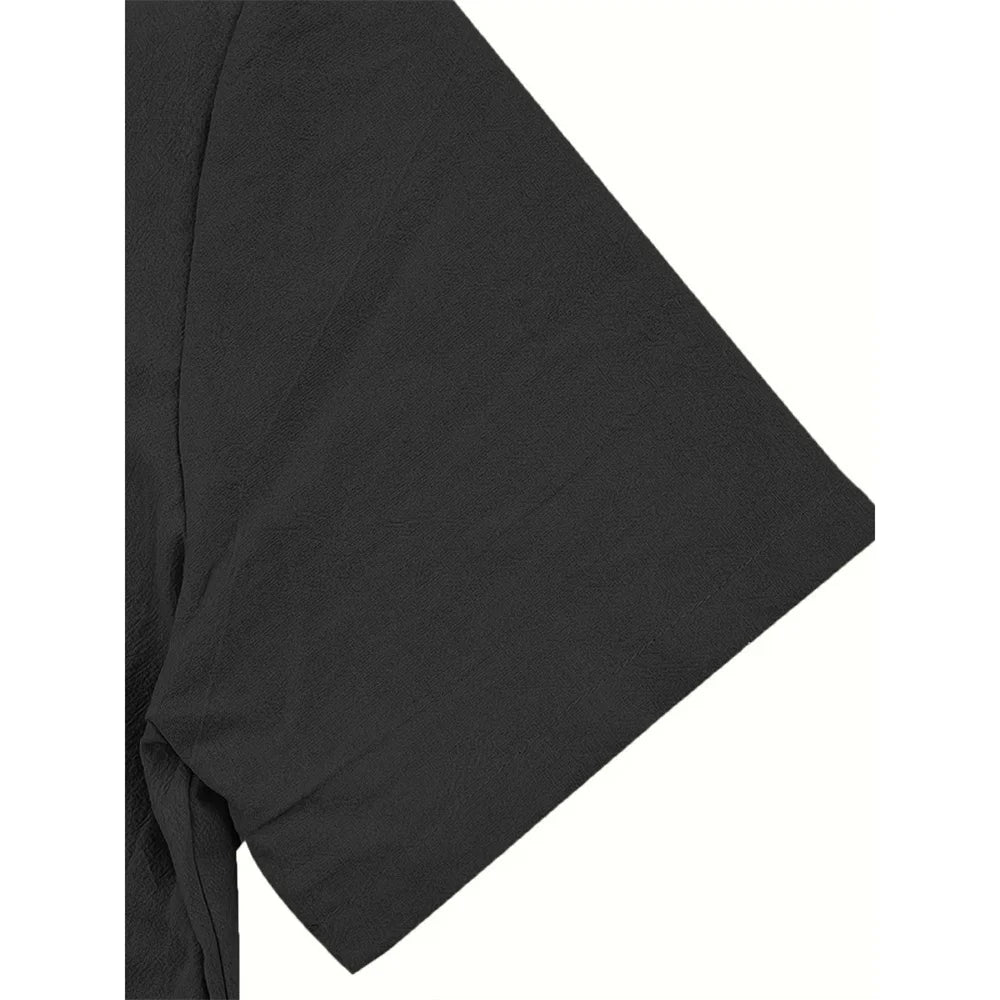 Men Cotton Linen Short Sleeve Shirt