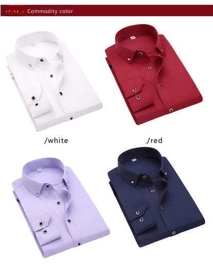 Men Solid Color Long Sleeve Button Down Shirt
