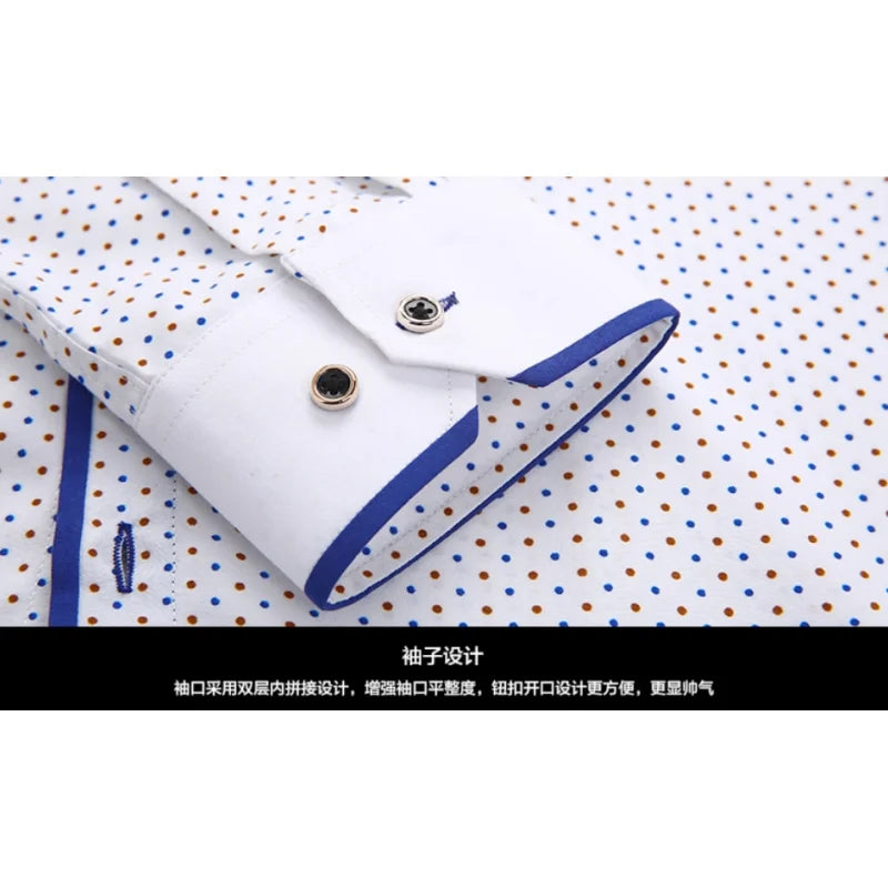 Men Printed Long Sleeve Dress Shirt