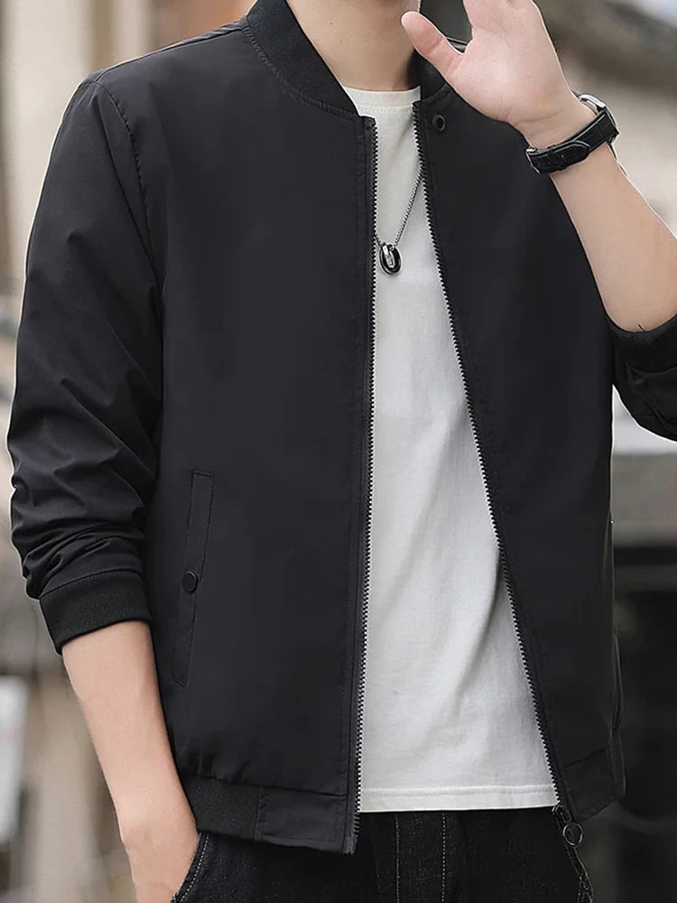 Men Windproof Zip Up Aviator Jacket