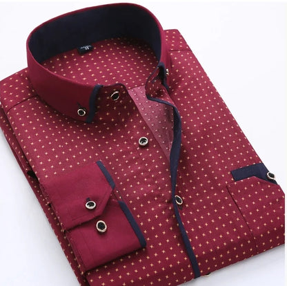 Men Printed Long Sleeve Dress Shirt