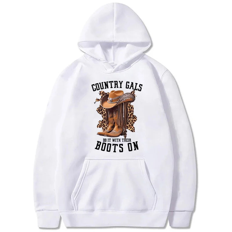Women's Country Western Cowboy Boots Hoodie - Vintage 90s Sweatshirt
