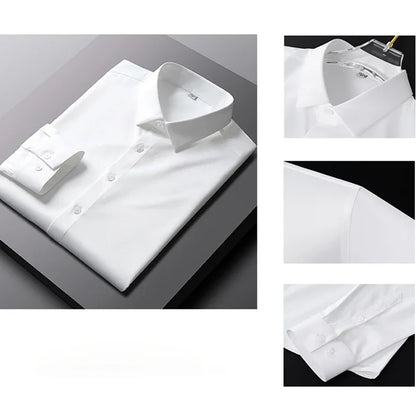 Men Solid Color Long Sleeve Business Shirt - Non-Iron