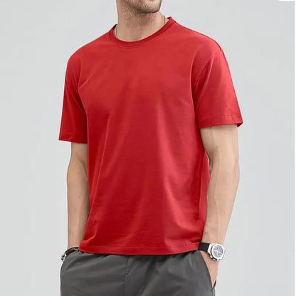 Men Cotton Solid Color T-Shirt - Plus Size