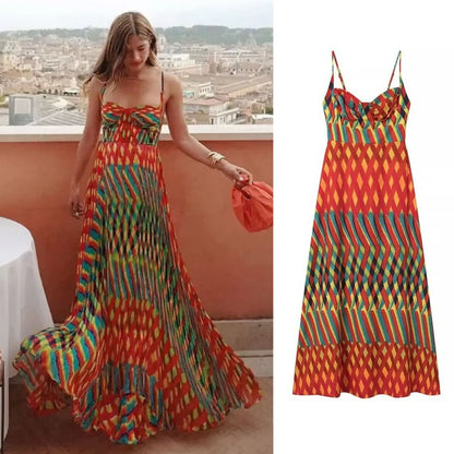 2026 Summer New Arrival Women's Strapless Dress Stylish and Elegant Printed A-line Maxi Dress Casual Vacation Beach Dresses