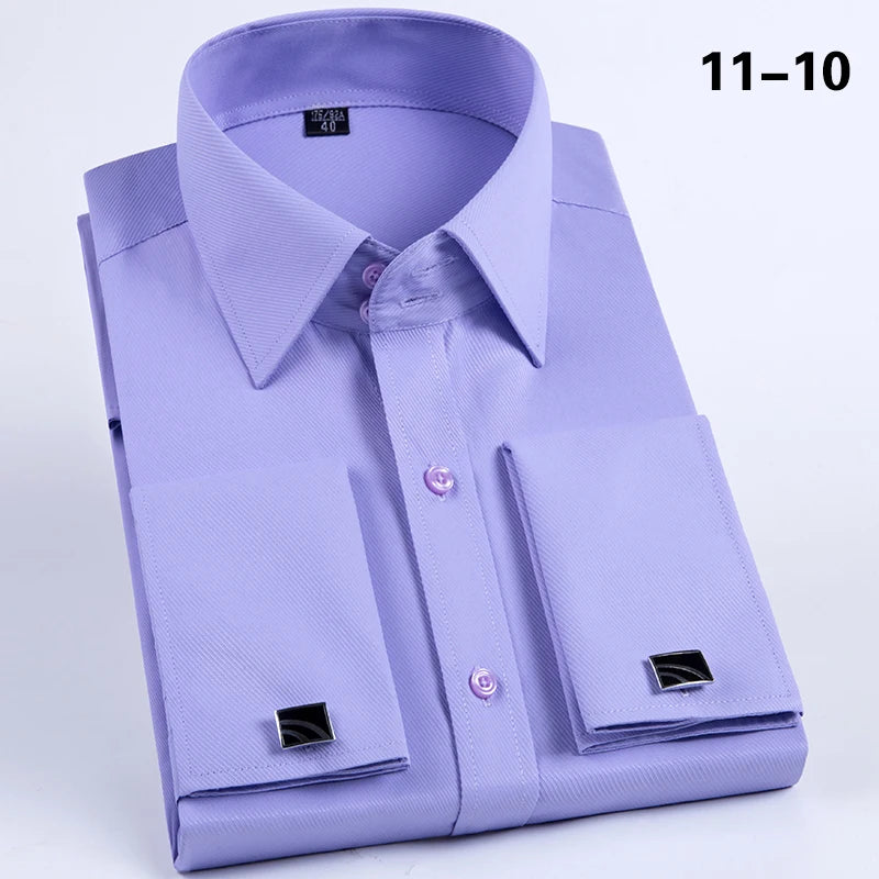 Men French Cuff Long Sleeve Dress Shirt