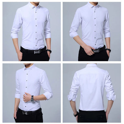 Men Solid Color Long Sleeve Button Down Shirt
