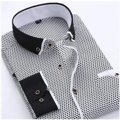 Men Printed Long Sleeve Dress Shirt
