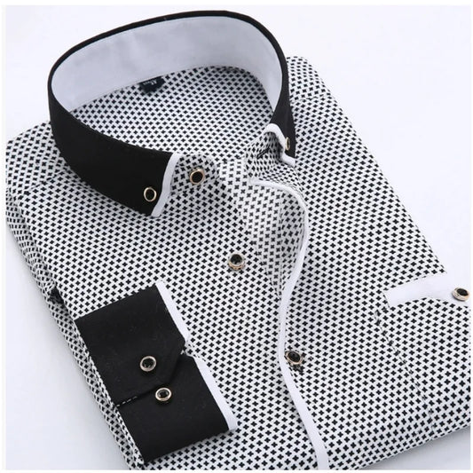 Men Printed Long Sleeve Dress Shirt