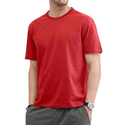 Men Cotton Solid Color T-Shirt - Plus Size