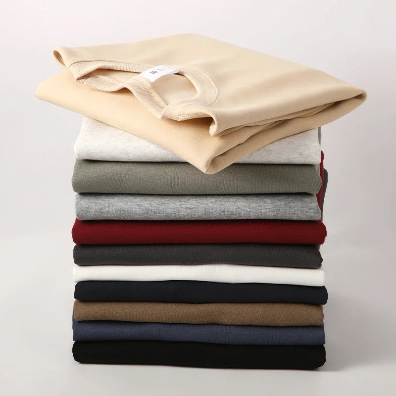 Men's Business Casual Long Sleeve T-Shirt - Solid Colour O-Neck Top