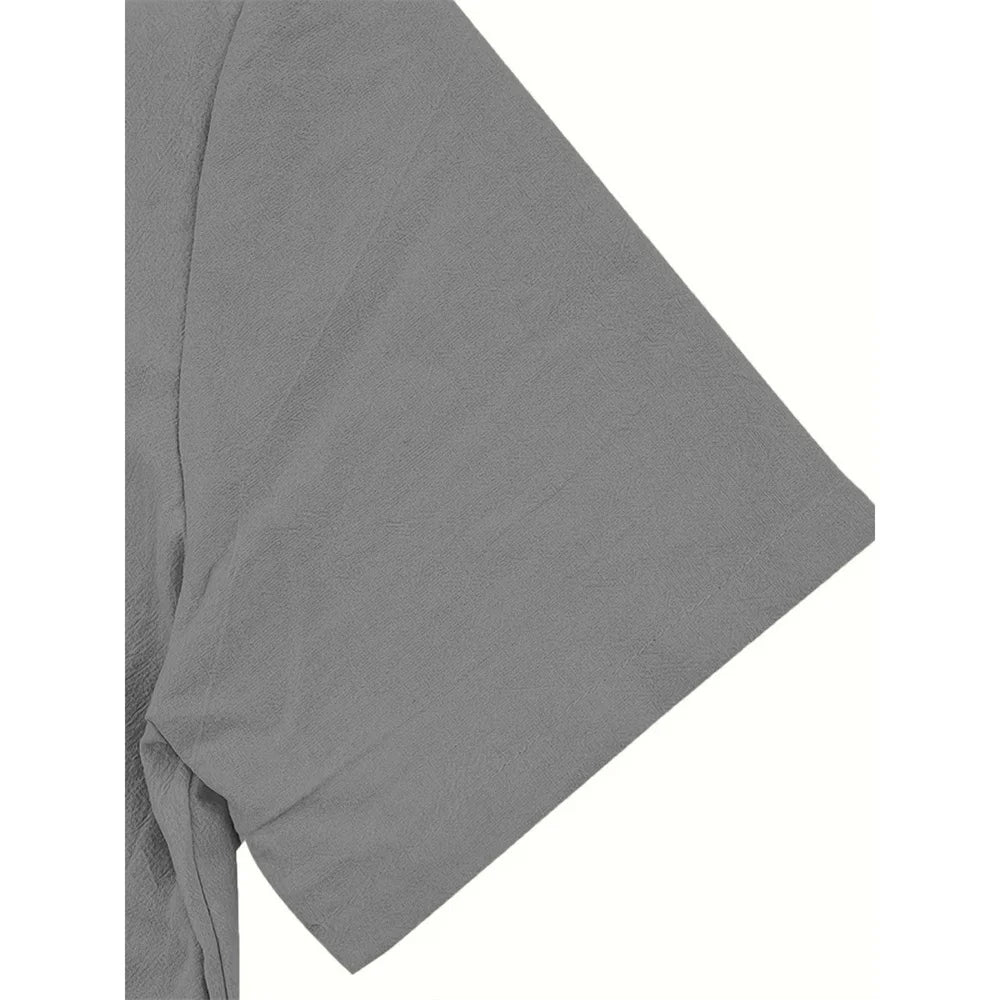 Men Cotton Linen Short Sleeve Shirt