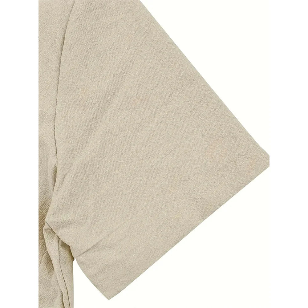 Men Cotton Linen Short Sleeve Shirt