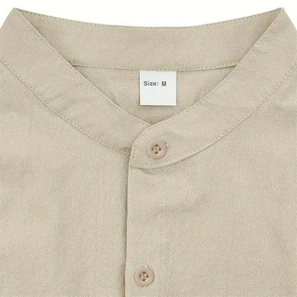 Men Cotton Linen Short Sleeve Shirt